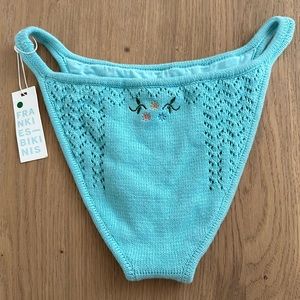 X Guizio Tide Knit Bottom in Aqua Embroidery